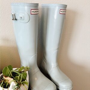 Hunter | tall light blue rain boots